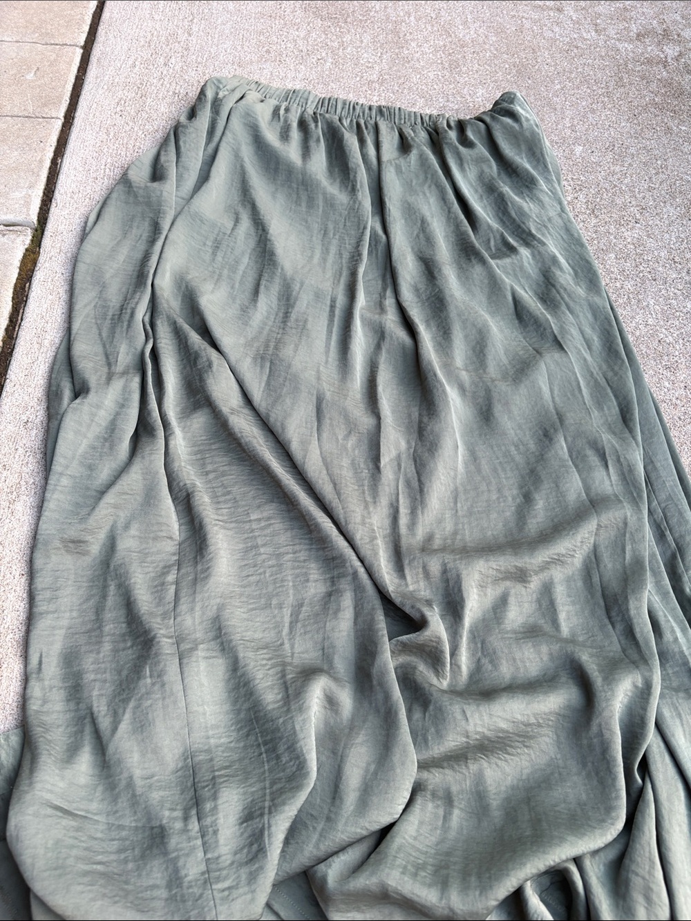 Green silk maxi skirt